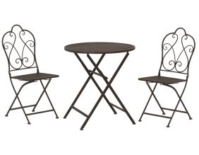 Set table et chaises pliant en métal vieilli