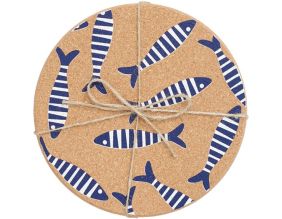 Set de table en liège Poissons 20 cm (Lot de 6)