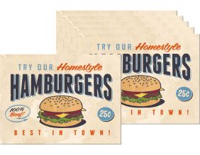 Set de table en vinyle 40 x 30 cm (Lot de 6) (Imprimé hamburgers)