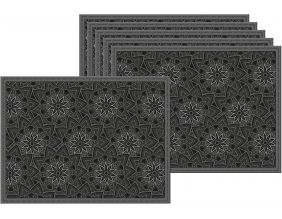 Set de table en vinyle 40 x 30 cm (Lot de 6) (Mandala noir)