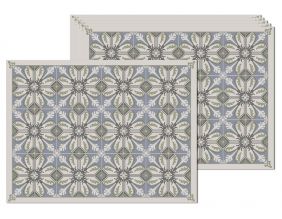 Set de table en vinyle carreaux de ciment feuilles (Lot de 6)