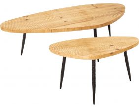 Set 2 tables gigognes en fer et bois Sun