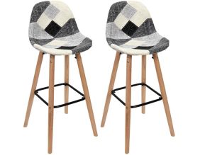 Set de 2 tabourets de bar patchwork (Gris)