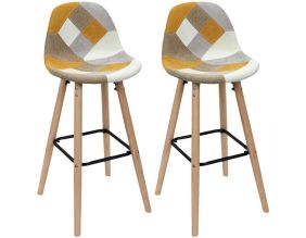 Set de 2 tabourets de bar patchwork (Jaune)