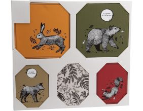 Set de 5 toiles colorées Animaux de la forêt