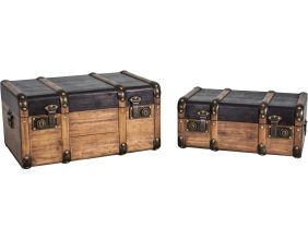 Set de 2 valises en bois bicolore Léon