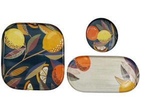 Set de 3 vide-poches en métal (Citrus bleu)