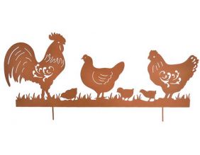 Silhouette volailles en fer 65 x 26 cm