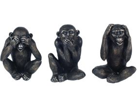 Singes en résine Ne pas voir - entendre - parler (Lot de 3) (Modèle 1)