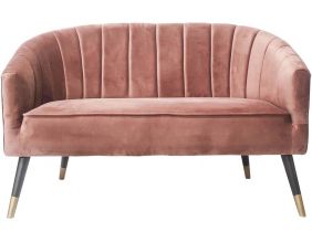 Sofa en velours pieds bicolores en bois  Royal (Rose poudré)