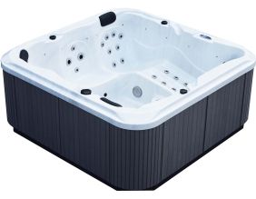 Spa rigide gris et blanc marbré jets et leds (Ornella (5 places dont 2 allongées))