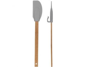 Spatule en bambou et silicone avec accroche (Gris)