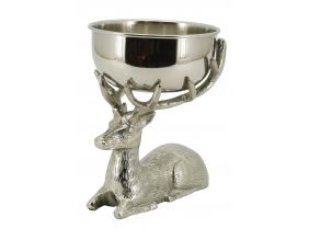 Statue de cerf en aluminium avec bol