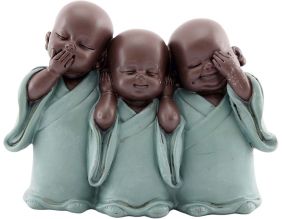 Statuette 3 bouddhas en polyrésine (Enfants yeux fermés)