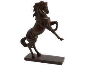 Statuette cheval cabré en résine marron