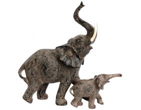 Statuette éléphant avec bébé éléphant 30 cm