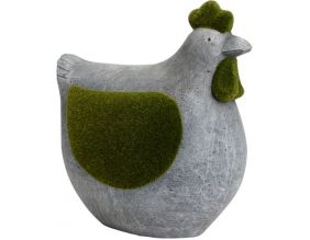 Statuette poule déco effet herbe