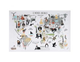 Sticker mural Mappemonde 90x60 cm (Continents gris)