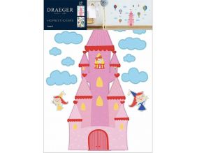 Sticker mural pour enfants Château de princesse et montgolfières