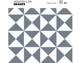 Stickers motif triangle illusion gris et blanc 15 x 15 cm (Lot de 6)