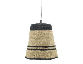 Suspension cloche en jonc naturel et noir