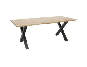 Table rectangulaire en acacia pied X (L 200 Ep. 35mm)