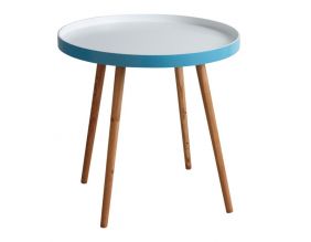 Table d'appoint en bois et MDF laqué bleu