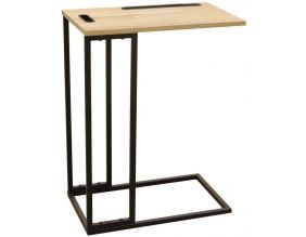 Table d'appoint en bois et métal avec support tablette
