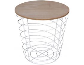 Table d'appoint filaire en bois et métal Cyclone (Blanc)