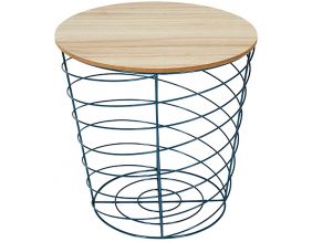 Table d'appoint filaire en bois et métal Cyclone (Bleu paon)