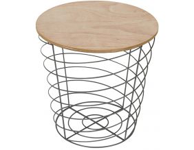 Table d'appoint filaire en bois et métal Cyclone (Gris clair)