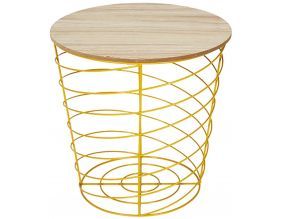 Table d'appoint filaire en bois et métal Cyclone (Jaune)