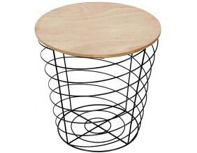 Table d'appoint filaire en bois et métal Cyclone (Noir)