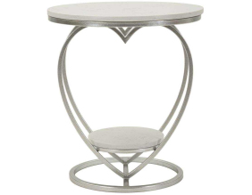 Table d'appoint en métal et marbre Heart 40 x 45.5 cm (Argenté et blanc)