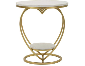 Table d'appoint en métal et marbre Heart 40 x 45.5 cm (Doré et blanc)