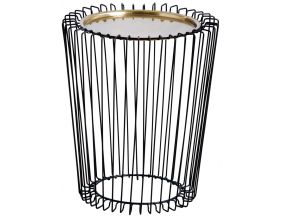 Table d'appoint en métal noir plateau finition dorée