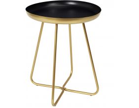 Table d'appoint plateau rond noir et doré