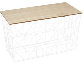 Table d'appoint pliable filaire plateau en bois (Blanc)