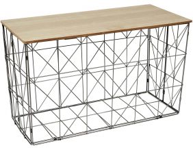 Table d'appoint pliable filaire plateau en bois (Gris)