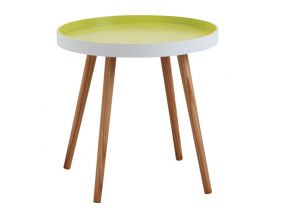 Table d'appoint ronde en bois et MDF laqué vert anis