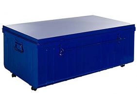 Table basse en acier sur roulettes Habitat 90 cm (Bleu primaire)
