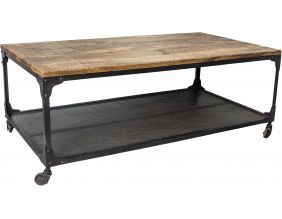Table basse rectangulaire avec roulettes Indus 110 x 60 cm