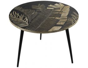 Table basse gravée en bois (60 x 45 cm)