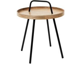 Table basse indus avec poignée en métal et bois 40 cm