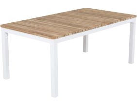 Table basse de jardin en alu et teck Brasilia (Blanc)