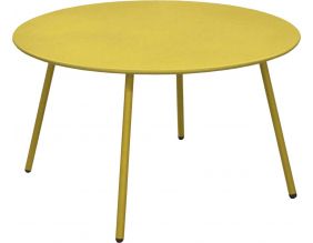 Table basse jardin ronde en acier Rio 70 cm (Moutarde)