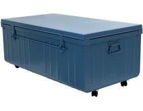 Table basse malle en métal (Bleu)
