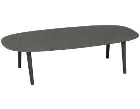Table basse ovale en métal texturé noir