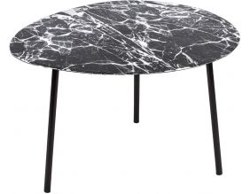 Table basse en métal imitation marbre Ovoid 58 x 51 cm (Noir)