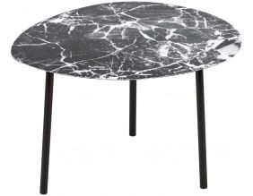 Table basse en métal imitation marbre Ovoid 67 x 60 cm (Noir)
